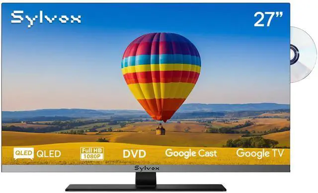 Main image of SYLVOX 27" 12V/24V Smart RV TV with Google TV & Built-in DVD Player, Frameless 1080P Full HD QLED Display, Shock-Resistant, Wide Voltage Support (932V), Voice Control Remote (Limo QLED Series 2026)
