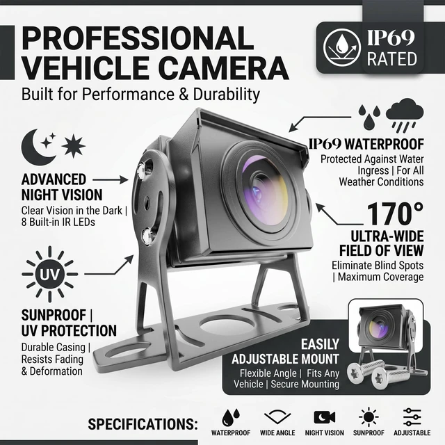 Alt view image 3 of 5 - ASLONG Vehicle Backup Camera Wired, AHD 1080P with 4 Pin Aviation Cable