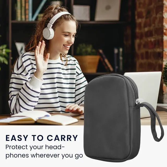 Alt view image 2 of 5 - kwmobile Headphones Bag for Over Ear Headphones Compatible with Headset/Overear Headphone Case - Headphone Carry Case - Travel Sleeve - Dark Grey