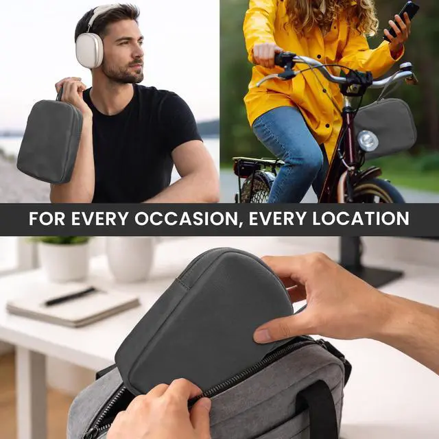 Alt view image 5 of 5 - kwmobile Headphones Bag for Over Ear Headphones Compatible with Headset/Overear Headphone Case - Headphone Carry Case - Travel Sleeve - Dark Grey