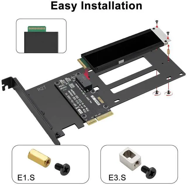 Alt view image 4 of 5 - Aukuoy PCIe 5.0 x4 to E1.S / E3.S SSD Adapter Card, Support EDSFF SFF-TA-1002 Hard Drive, PCIe 5.0/4.0/3.0 Back Compatible, Full-Height Bracket Included