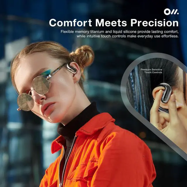 Alt view image 3 of 5 - Oladance OWS Pro Open-Ear True Wireless Headphones, Noise Cancellation, Stable Bluetooth 5.3 Connection, Amplifier Chip, Virtual Bass, 360 Superior Sound, 16H Playtime, Comfortable Fit (Silver