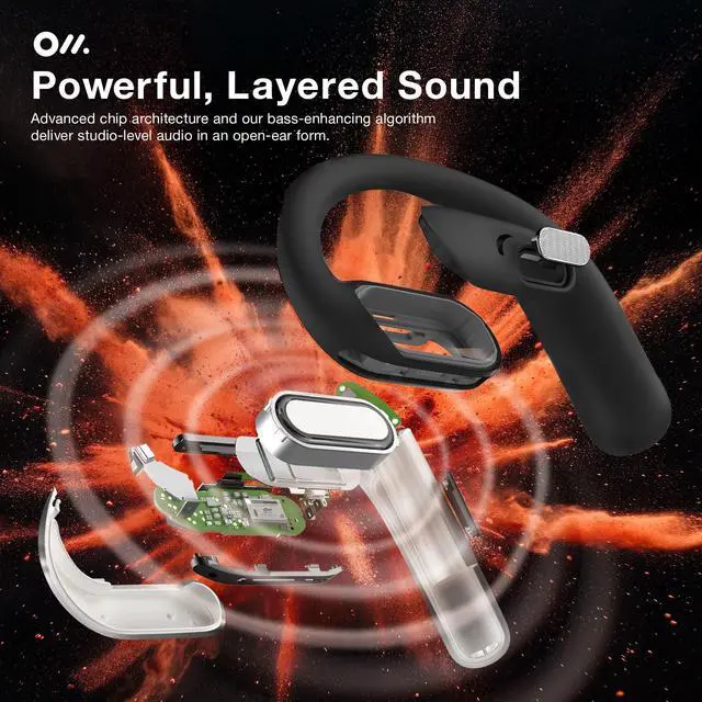Alt view image 4 of 5 - Oladance OWS Pro Open-Ear True Wireless Headphones, Noise Cancellation, Stable Bluetooth 5.3 Connection, Amplifier Chip, Virtual Bass, 360 Superior Sound, 16H Playtime, Comfortable Fit (Silver
