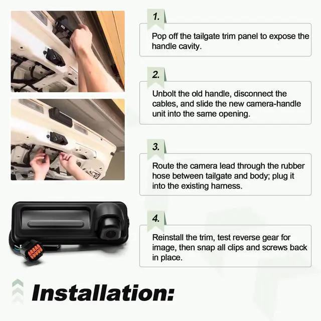 Alt view image 5 of 5 - Backup Parking Rear View Camera with Pull Handle Assembly Compatible with 2020 2021 Kia Soul Replace 99240-K0000 99240K0000
