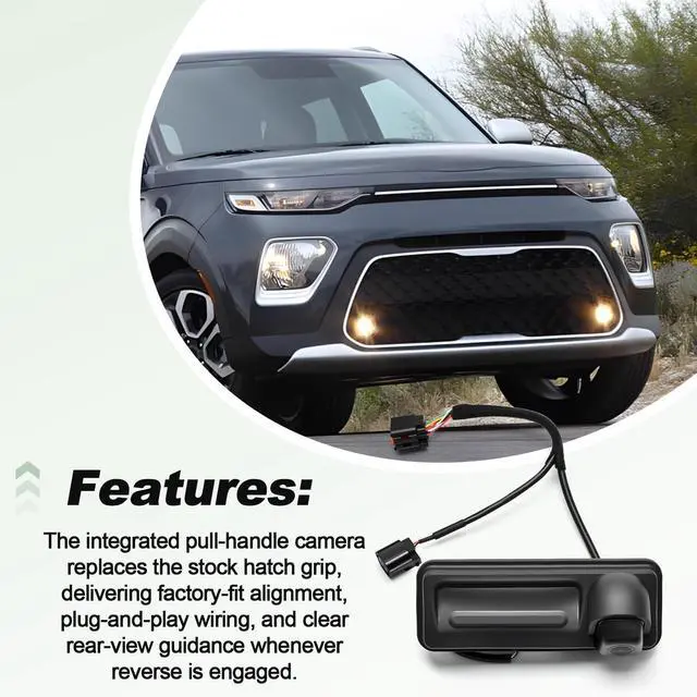 Alt view image 4 of 5 - Backup Parking Rear View Camera with Pull Handle Assembly Compatible with 2020 2021 Kia Soul Replace 99240-K0000 99240K0000