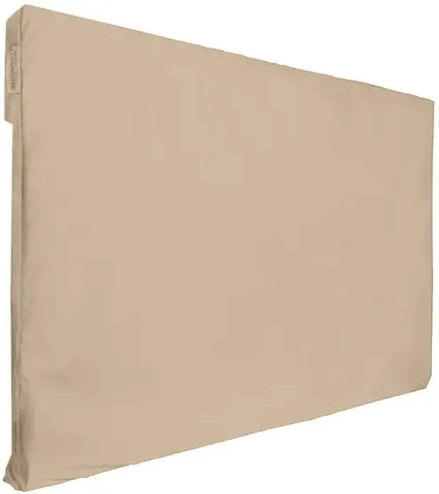 Alt view image 2 of 5 - Covermates Outdoor Full TV Cover Water-Resistant All-Weather Protection for Mounted & Freestanding TVs, 12-Gauge Vinyl with Remote Pocket & Secure Touch Fastener Closure, 65-68 Inches, Classic Tan