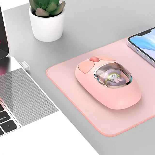 Alt view image 3 of 5 - Tangxi Cute Wireless Mouse, 2.4G BT3.0 BT5.0 Tri Mode Bluetooth Mouse, Silent Operation & Ergonomic with RGB Backlight, for Laptops Tablets Computers Working Gaming (Pink)