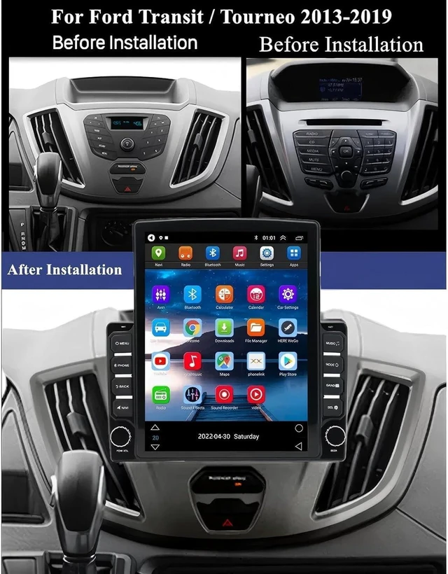 Alt view image 2 of 5 - 9.7" Android 13 Car Stereo for Ford Transit 2013-2019, for Ford Transit Custom 2014-2019 Double Din Touchscreen Radio with w/Carplay & Android Auto Bluetooth WiFi GPS Navigation AHD Camera Mic, 2+32G