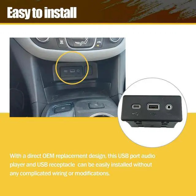 Alt view image 4 of 5 - Audio Player and USB Receptacle Fit for Chevy Malibu Equinox for Buick Encore GX for GMC Terrain Center Console Receptacle 13529865 84260037 13512372
