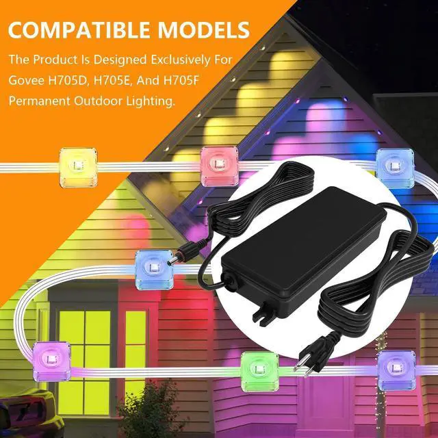 Alt view image 4 of 5 - 36V Waterproof Power Adapter for Govee Permanent Outdoor Lights H705D H705E H705F Replacement Power Supply Cord Not Applicable to Other Brands and Models