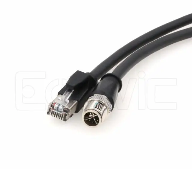 Alt view image 2 of 5 - Eonvic Cognex Industrial Ethernet M12 X-Type to RJ45 High-Flex GigE Vision Camera 20M