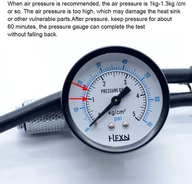 Alt view image 4 of 5 - Heayzoki Water Cooling System Pressure Gauge,Double Barometer,Computer Water Leakage Tester,Cooling System Air Pressure Guage,for PC Computer Water Cooling System