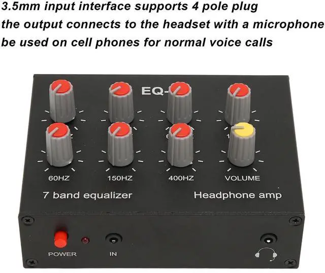 Alt view image 3 of 5 - DC5-12V 7 Band Sound Equalizer, 12dB High Bass Adjustment, Input Output Dual Channel Digital Equalizer, Aluminum Alloy Material, Compatible with Headphones