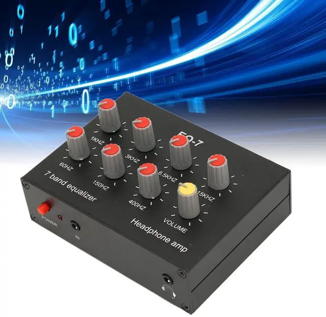 Alt view image 5 of 5 - DC5-12V 7 Band Sound Equalizer, 12dB High Bass Adjustment, Input Output Dual Channel Digital Equalizer, Aluminum Alloy Material, Compatible with Headphones