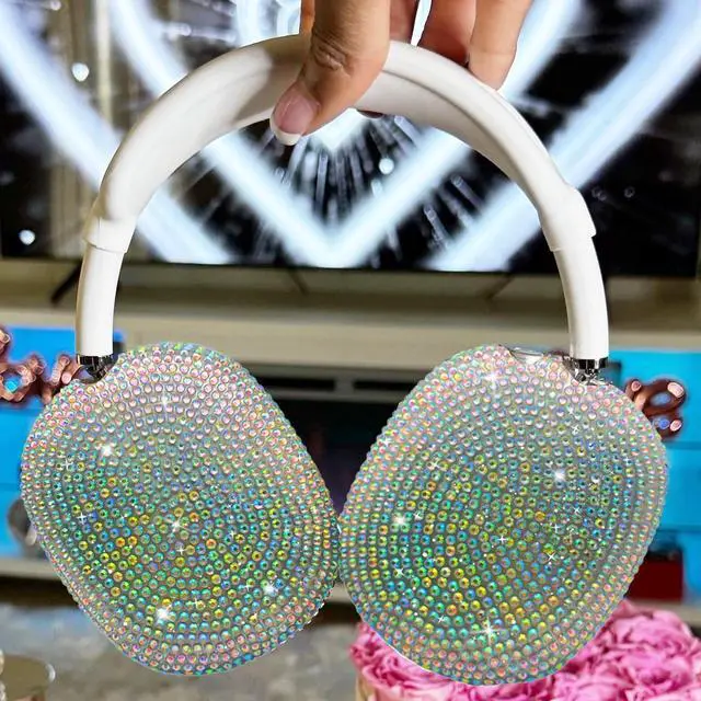Alt view image 4 of 5 - Cute Rhinestone Cover for Airpods Max, Bling Apple Headphone Case Sparkling Glitter Airpod pro max Ear Covers Protective Accessories