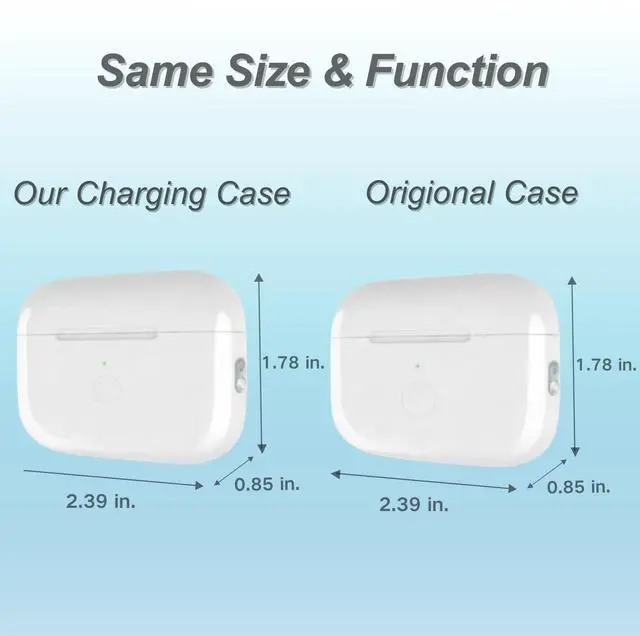 Alt view image 4 of 5 - Replacement Charging Case for AirPod Pro 2 and 1 gen, Wireless Charging Cases Compatible with AirPod Pro 1st / 2nd, Wired and Wireless Charging, Bluetooth Pairing Sync, USB C Port