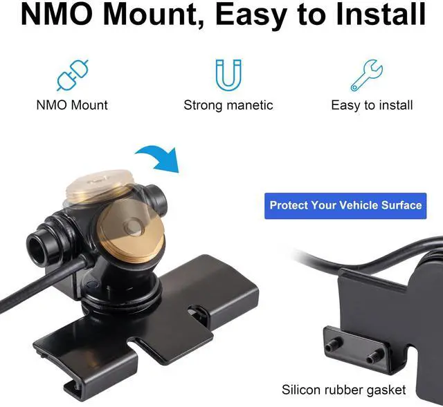 Alt view image 5 of 5 - Eifagur Adjustable NMO Antenna Lip Hatchback Mount W/NMO Mount Cap UHF PL-259 Male 16.5 ft Cable for Vehicle Truck Car Ham Mobile GMRS Radio No Drill Installation
