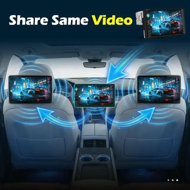 Alt view image 3 of 5 - Volxcereo 7 Inch Single Din Car Radio, 1 Din IPS Touch Screen Car Stereo with Wireless Carplay and Android Auto, Bluetooth, Yo-u-Tu-be Video, Mirror Link, FM Radio, SWC, USB, EQ, Backup Cam