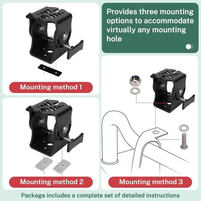 Alt view image 4 of 5 - Folding Antenna Mount, Folding Antenna Mount for Crossbars and Platforms, Flags, Pioneer Platform, Vortex and Heavy Duty Bars Applications CB Radio Antennas, LED Fog Lights, Truck LED Lights and More