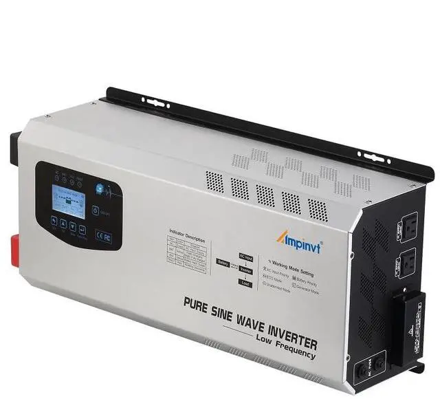 Main image of Ampinvt 5000W Off Grid Pure Sine Wave Power Inverter 48V DC to 120/240V AC Split Phase with Battery AC Charger, 15000W Surge,Low Frequency Solar Inverter for Home