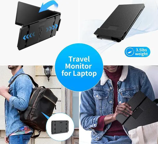 Alt view image 3 of 6 - BOSII Laptop Screen Extender Portable -14 Inch Triple IPS FHD 1080P HDMI/USB-A/Type-C Extended Monitor for 13"-17.3" Laptops Compatible with Windows Mac Travel Gaming Work