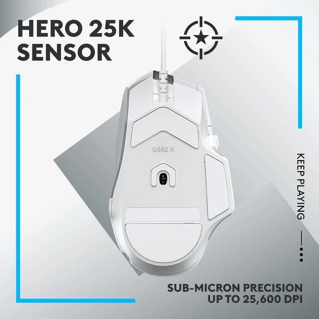 Alt view image 4 of 7 - 502 X Wired Gaming Mouse - White | Optical Switches, 13 Buttons, Infinite Scroll, PC/MacOS Compatible