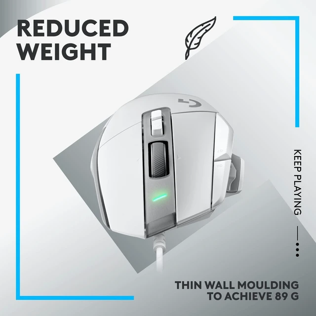 Alt view image 6 of 7 - 502 X Wired Gaming Mouse - White | Optical Switches, 13 Buttons, Infinite Scroll, PC/MacOS Compatible