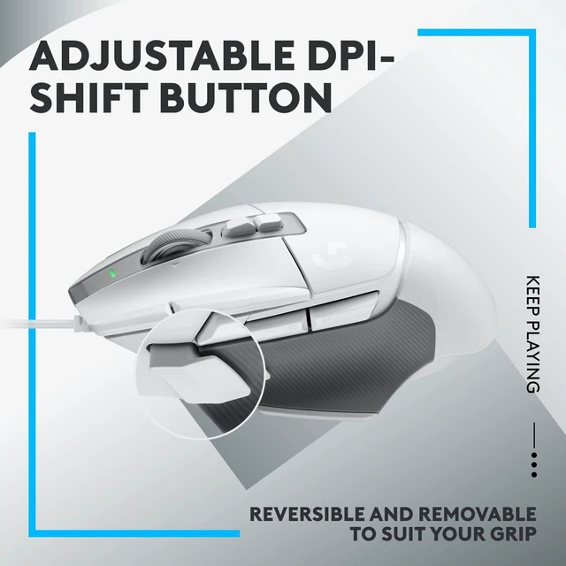 Alt view image 7 of 7 - 502 X Wired Gaming Mouse - White | Optical Switches, 13 Buttons, Infinite Scroll, PC/MacOS Compatible