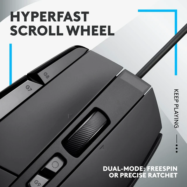 Alt view image 3 of 7 - 502 X Wired Gaming Mouse - Black | Optical Switches, 13 Buttons, Infinite Scroll, PC/MacOS Compatible