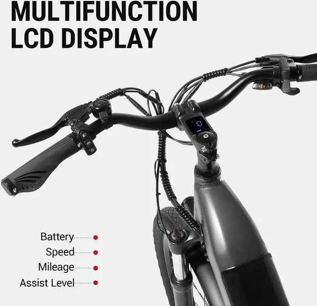 Alt view image 3 of 7 - DYU 26" Commuter Electric Bike for Adults,15.5MPH Cruiser E Bike, 350W 36V 10AH Li-ion Battery, Shimano 7-Speed,Travel Up to 40 Miles, Complies to UL2849