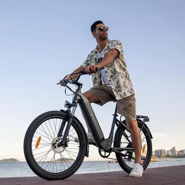 Alt view image 2 of 7 - DYU 26" Commuter Electric Bike for Adults,15.5MPH Cruiser E Bike, 350W 36V 10AH Li-ion Battery, Shimano 7-Speed,Travel Up to 40 Miles, Complies to UL2849