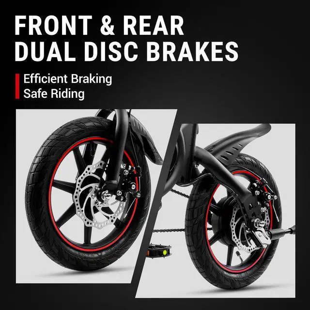 Alt view image 5 of 7 - DYU 14" Folding Electric Bike for Adults Teens,15.5MPH Cruiser E Bike, 250W 36V/10AH Li-ion Battery, Travel Up to 37 Miles Electric Commuter Bike, Complies to UL2849