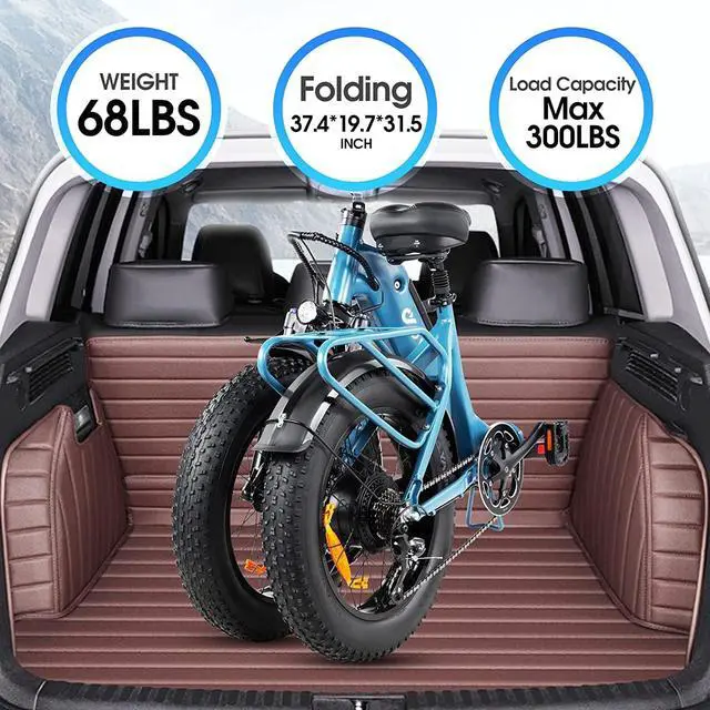 Alt view image 7 of 7 - DYU 20" 4.0 Fat Tire Electric Bike for Adults, 20 MPH Foldable E Bike, 500W 48V 14AH LG Battery, Air Saddle, Shimano 7-Speed, Dual Shock Absorber Mountain Ebike, Up to 43 Miles, UL2849 Certification