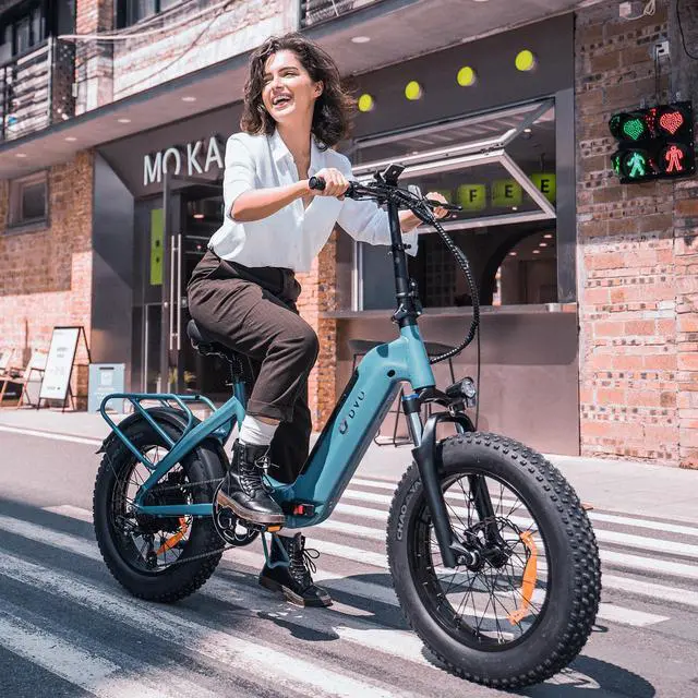 Alt view image 2 of 7 - DYU 20" 4.0 Fat Tire Electric Bike for Adults, 20 MPH Foldable E Bike, 500W 48V 14AH LG Battery, Air Saddle, Shimano 7-Speed, Dual Shock Absorber Mountain Ebike, Up to 43 Miles, UL2849 Certification