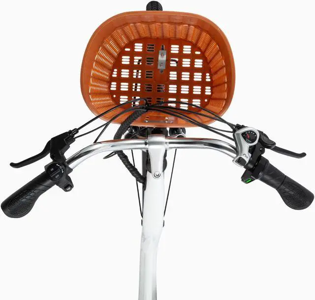 Alt view image 7 of 7 - DYU 26" Commuter Electric Bike for Women,15.5MPH Cruiser E Bike, 350W 36V 12.5AH Li-ion Battery, Shimano 6-Speed, Front Basket, Travel Up to 37 Miles, Complies to UL2849