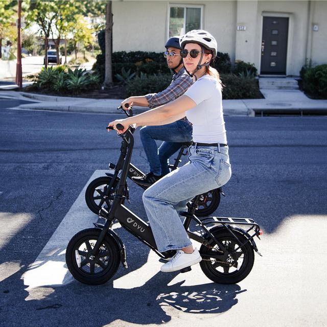 Alt view image 7 of 7 - DYU 14" Folding Electric Bike for Adults Teens, 350W 36V/7.5AH, Pedal-Assist, Commuter Cruiser City E Bike