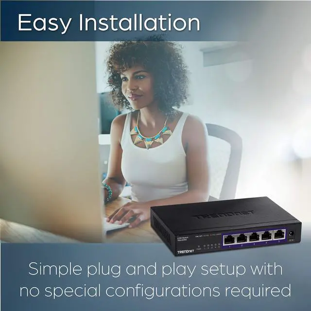 Alt view image 5 of 5 - TRENDnet 5-Port Unmanaged 2.5G Switch, 5 x 2.5GBASE-T Ports, 25Gbps Switching Capacity, Backwards Compatible with 10-100-1000Mbps Devices, Fanless, Wall Mountable, Black, (TEG-S350)