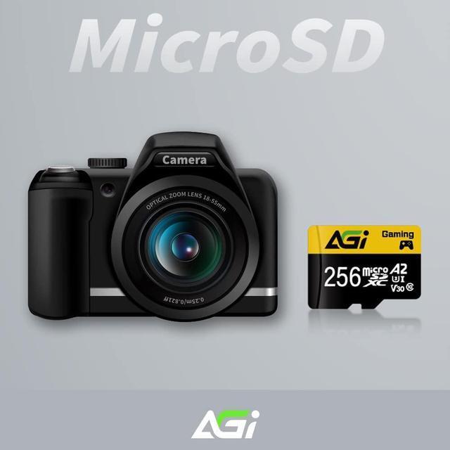 Alt view image 7 of 7 - AGI 256GB TF138 MicroSDXC Memory Card C10 U3 V30 A2 Micro SD (R/W Speed up to 98/70 MBs) SD Card Adapter is accompanied for Using with DSLRs, camcorders and Other SD-Compatible Devices