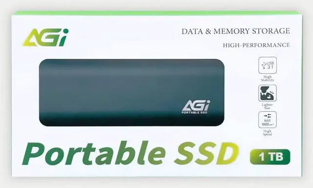 Alt view image 3 of 10 - AGI 1TB ED198 PCIe Portable External SSD, (R/W Speed up to 1024/939 MB/s) USB 3.1 Gen2 Type-C to Type-C/Type-A Cable, Aluminum Housing.