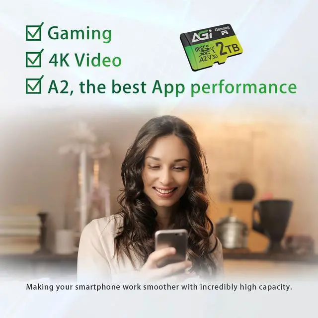 Alt view image 7 of 7 - AGI 2TB TF138 MicroSD Memory, High-Capacity Storage Suit for Gaming. MicroSDXC A2 U3 V30 4K UHS-I U3 (Read Speed up to 170 MB/s, Write Speed up to 160 MB/s) with SD Card Adapter