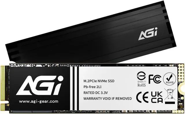 Main image of AGI 2TB SSD, AI828 PCIe NVMe 4.0 M.2 2280 Gen4x4 with Heat Sink, Read up to 7400MB/s, Work with PS5, 3D NAND Internal Solid State Drive - AGI2T0G44AI828