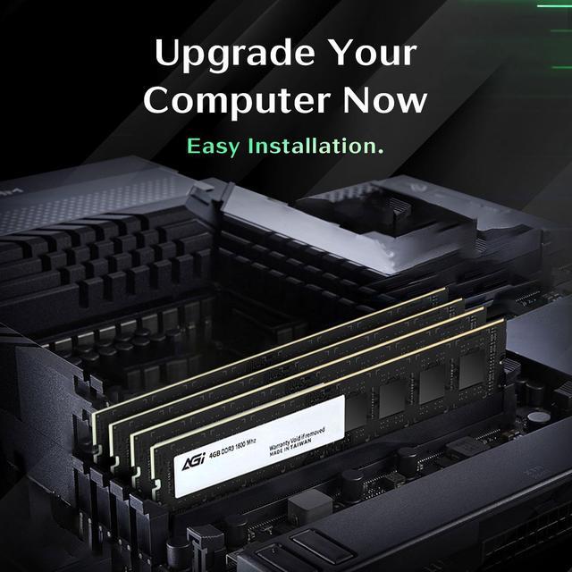 Alt view image 5 of 6 - AGI UD128 4GB DDR3 UDIMM 1600MHz CL11, 240-pin for Desktop Memory Model RAM Module Upgrade AGI160004UD128