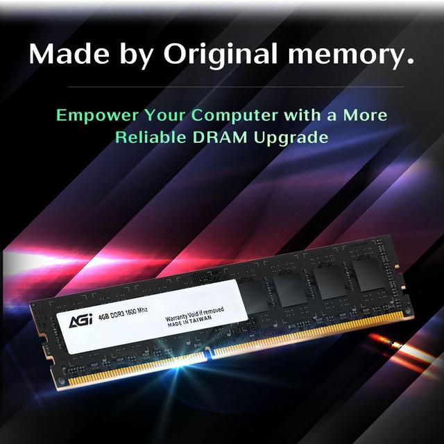 Alt view image 2 of 6 - AGI UD128 4GB DDR3 UDIMM 1600MHz CL11, 240-pin for Desktop Memory Model RAM Module Upgrade AGI160004UD128