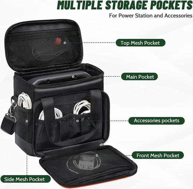Alt view image 5 of 7 - Carrying Bag for Jackery Portable Power Station Explorer 300 240 160/500/1000Storage Pockets Battery Case Travel Power Pack Small
