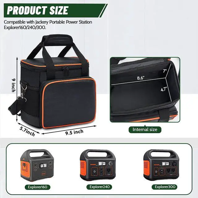 Alt view image 2 of 7 - Carrying Bag for Jackery Portable Power Station Explorer 300 240 160/500/1000Storage Pockets Battery Case Travel Power Pack Small
