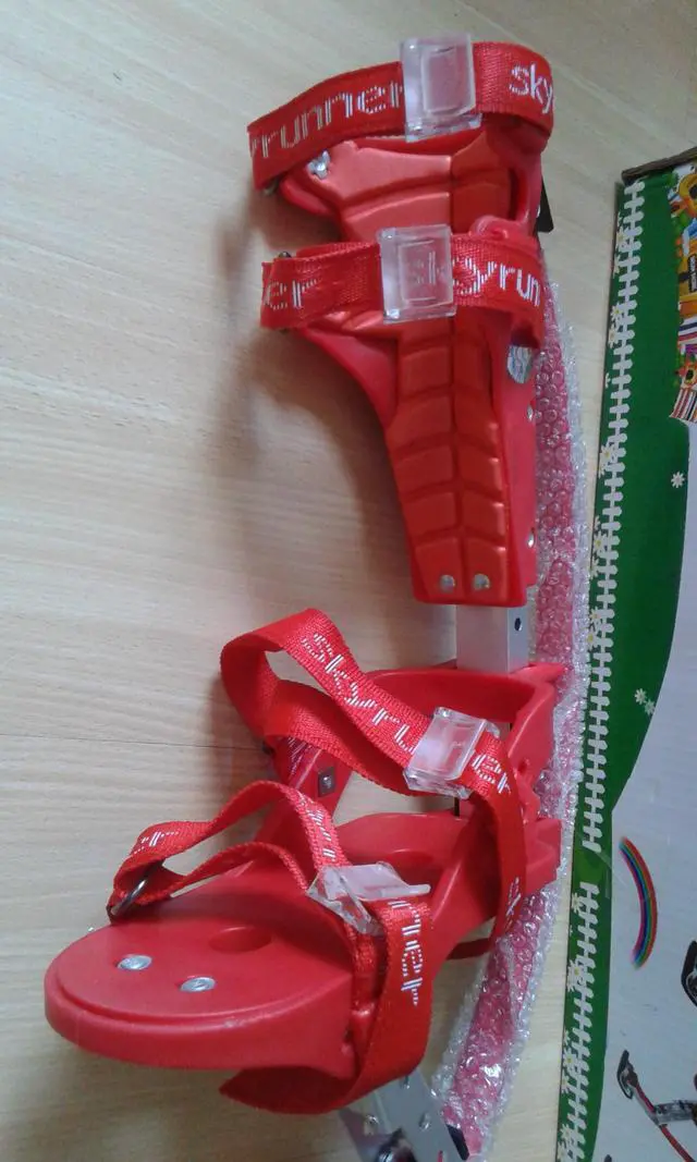 Alt view image 7 of 7 - Skyrunner Kids/Child Youth Kangaroo Shoes Jumping Stilts Fitness Exercise (88-132lbs/40-60kg) Red