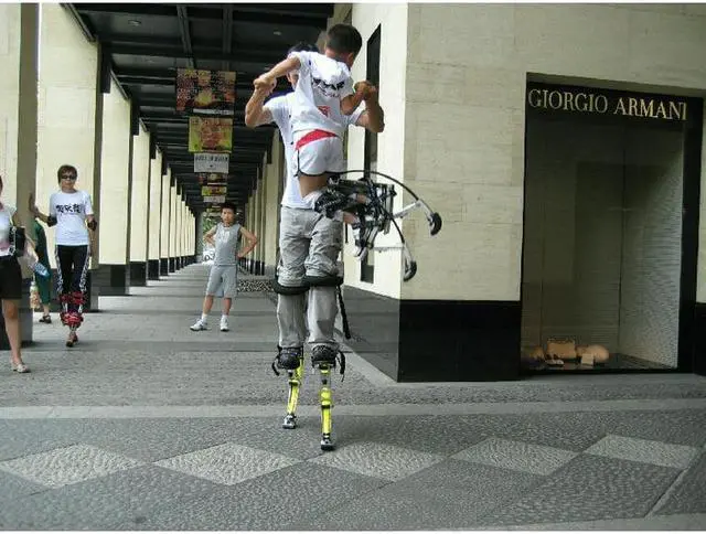 Alt view image 5 of 7 - Skyrunner Kids/Child Youth Kangaroo Shoes Jumping Stilts Fitness Exercise (44-88lbs/20-40kg) Blue