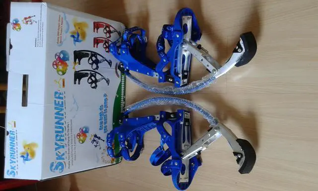 Alt view image 7 of 7 - Skyrunner Kids/Child Youth Kangaroo Shoes Jumping Stilts Fitness Exercise (44-88lbs/20-40kg) Blue