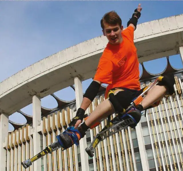 Alt view image 4 of 7 - Skyrunner Adult Kangaroo Shoes Jumping Stilts Men Women Fitness Exercise (155~200 Ibs/70~90kg) Bouncing Shoes (Black)