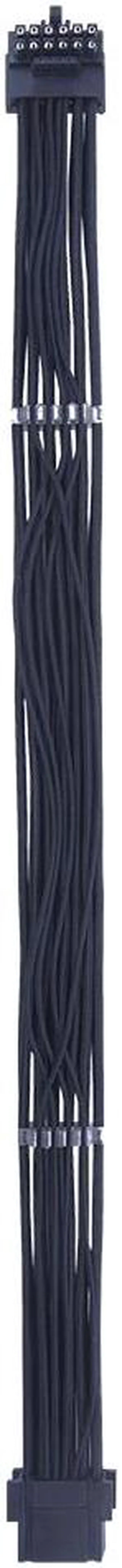 Alt view image 3 of 4 - X-Enlazar Superior 600W PCIe 5.0 / Gen 5 90 Degree L-Angled Patent 12VHPWR PSU Extension Cable / Black / 12+4pin to 12+4pin Extension Connector / Mesh Paracord Sleeving